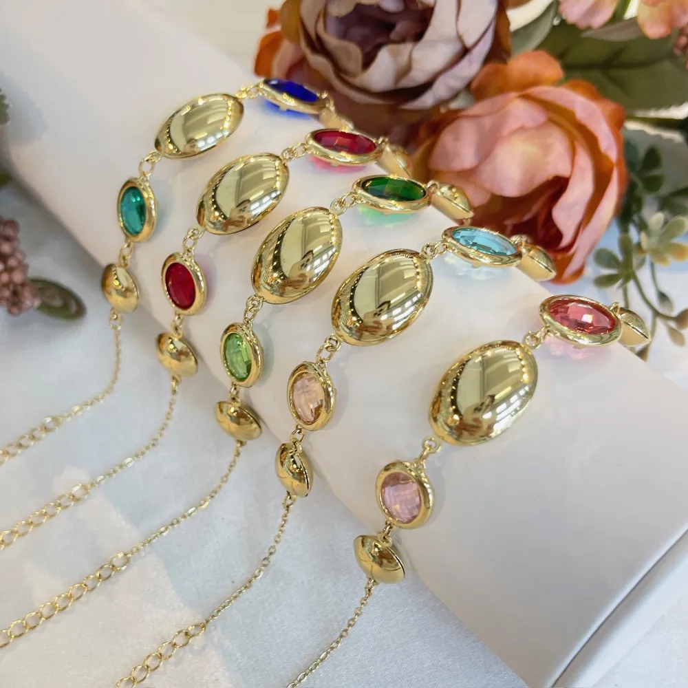 Pietra Ovale -Bracciale in Acciaio con Chiusura - BR-103-AA5715B