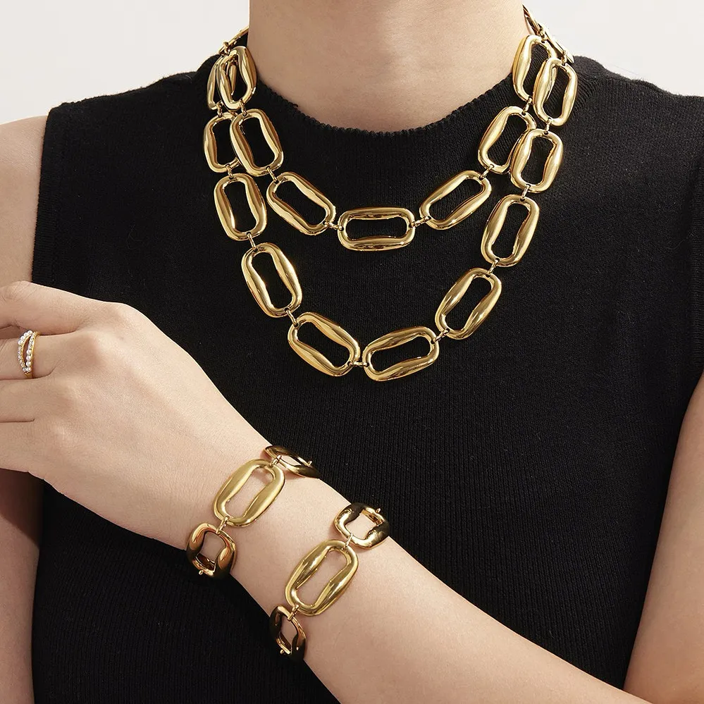 Catena Ovale -Bracciale in Acciaio con Chiusura - BR-103-AA5728B