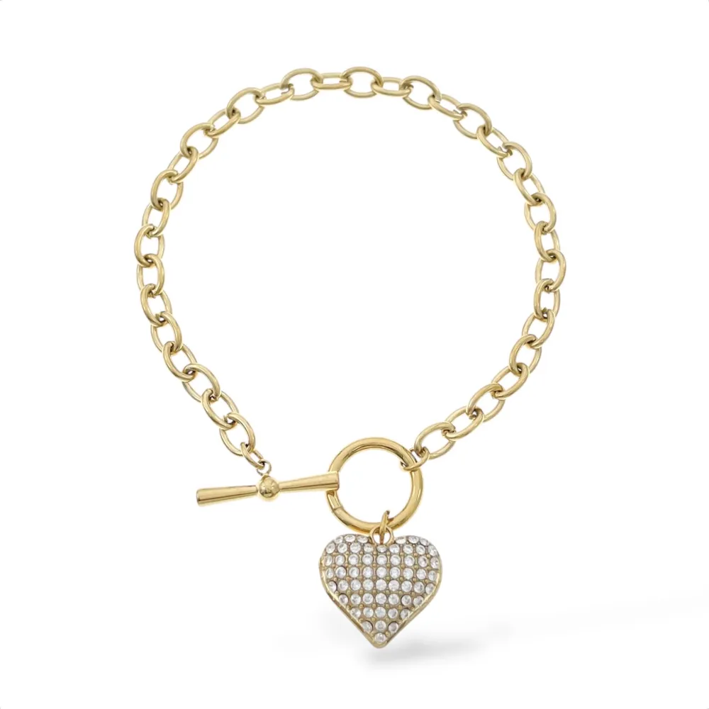 Cuore-Bracciale in Acciaio con Chiusura - BR-103-AA5748B