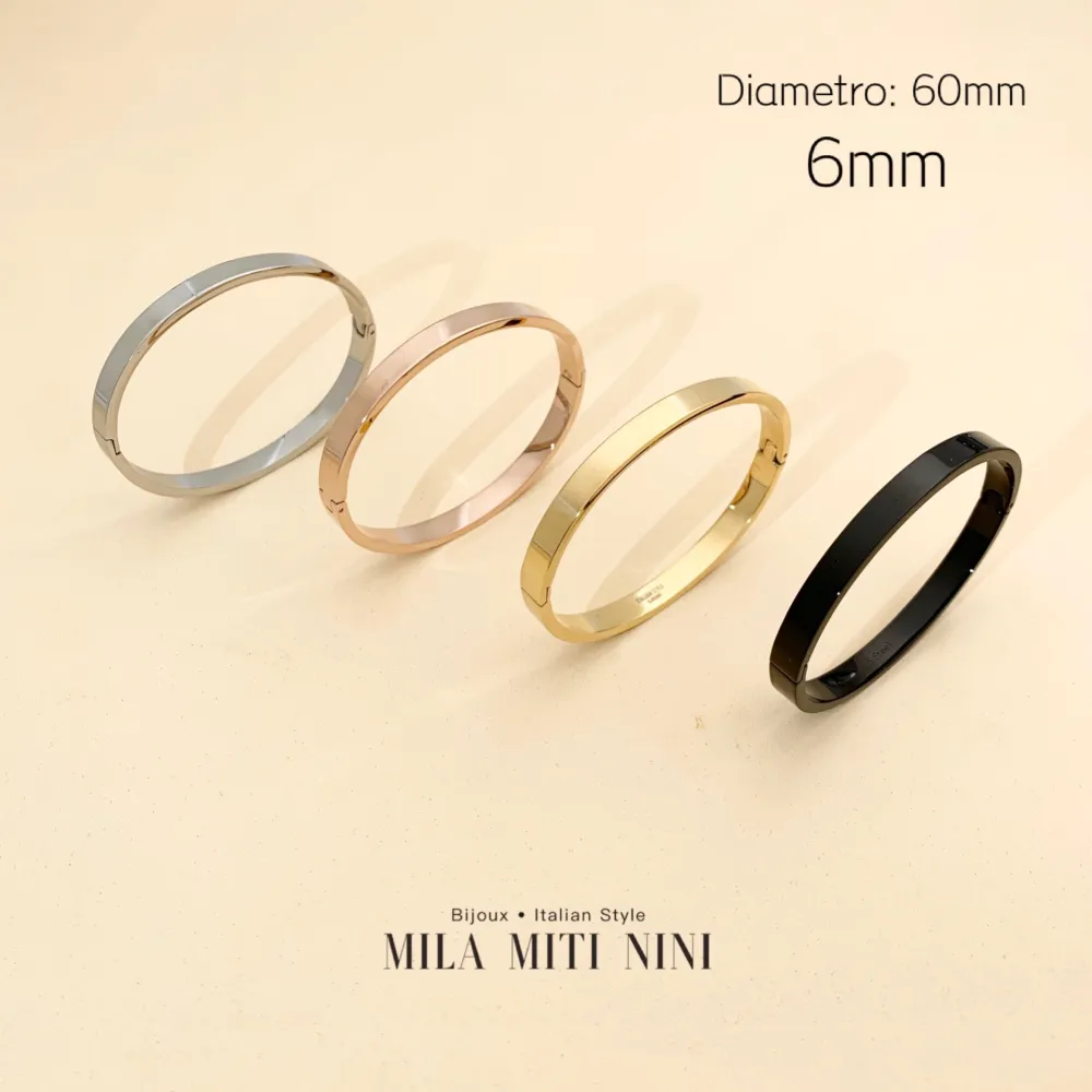 Bracciale Rigido Liscio 6mm - BRA413-015 (Oro Giallo)