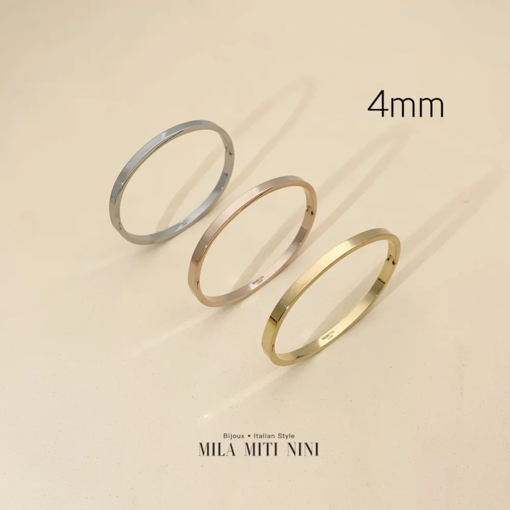 Bracciale Rigido Liscio 4mm - BRA413-016 (Oro Giallo)