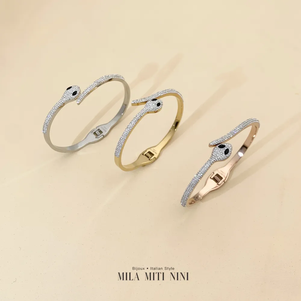 Bracciale Rigido con Serpente in Acciaio - BRA413-177 (Oro Giallo)