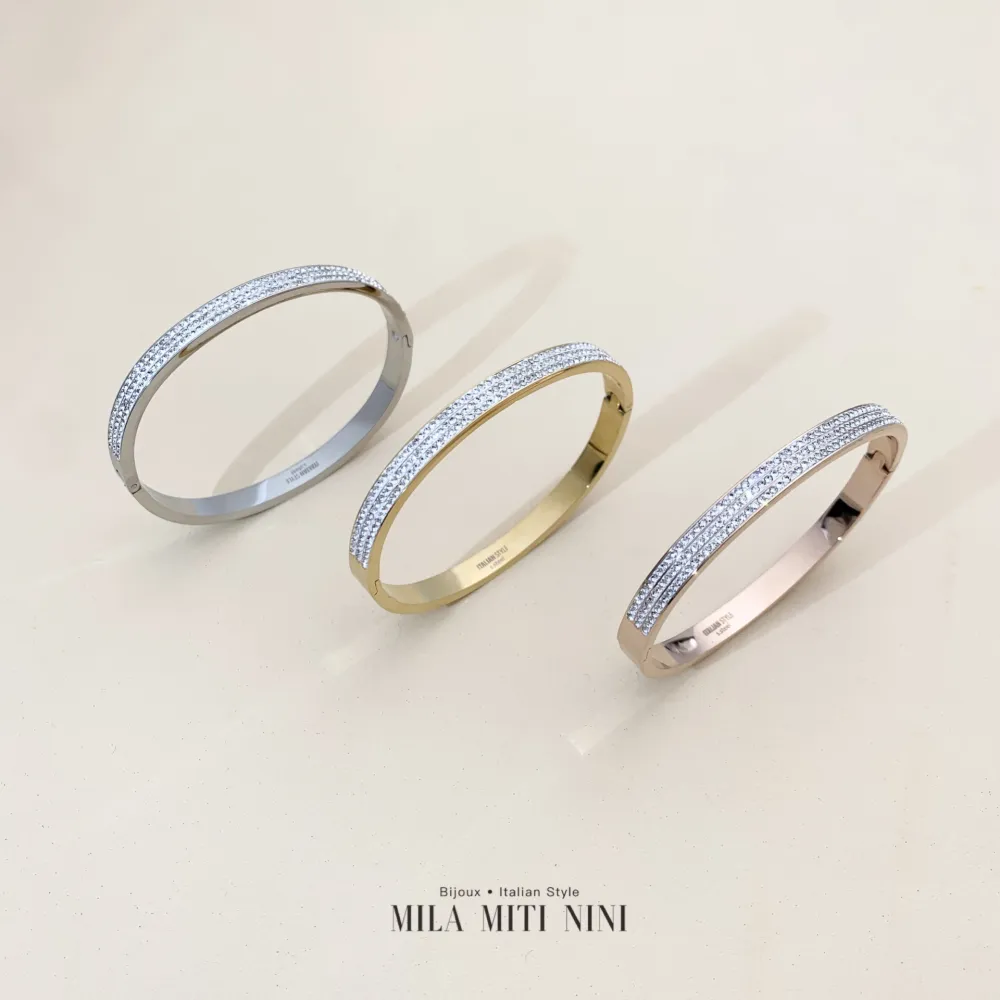 Bracciale Rigido con Tre Fili di Strass - BRA413-903