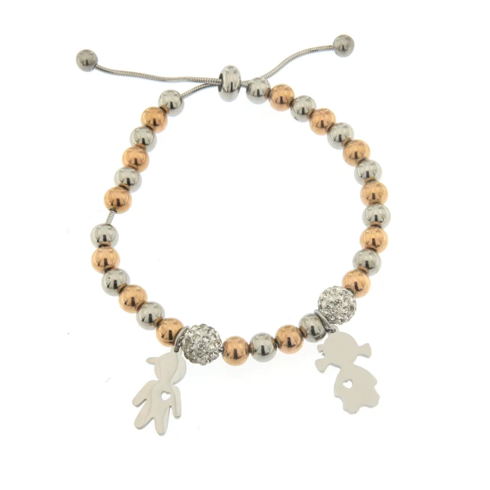 Bracciale Elastico in Acciaio - Bimbi - Bracciale Scorevole con Palline