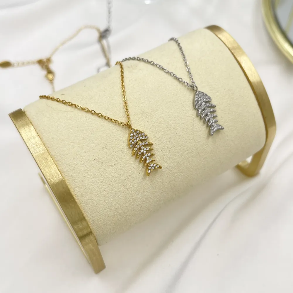 Lisca di Pesce-Collana Girocollo in Acciaio - CO-103-5093N