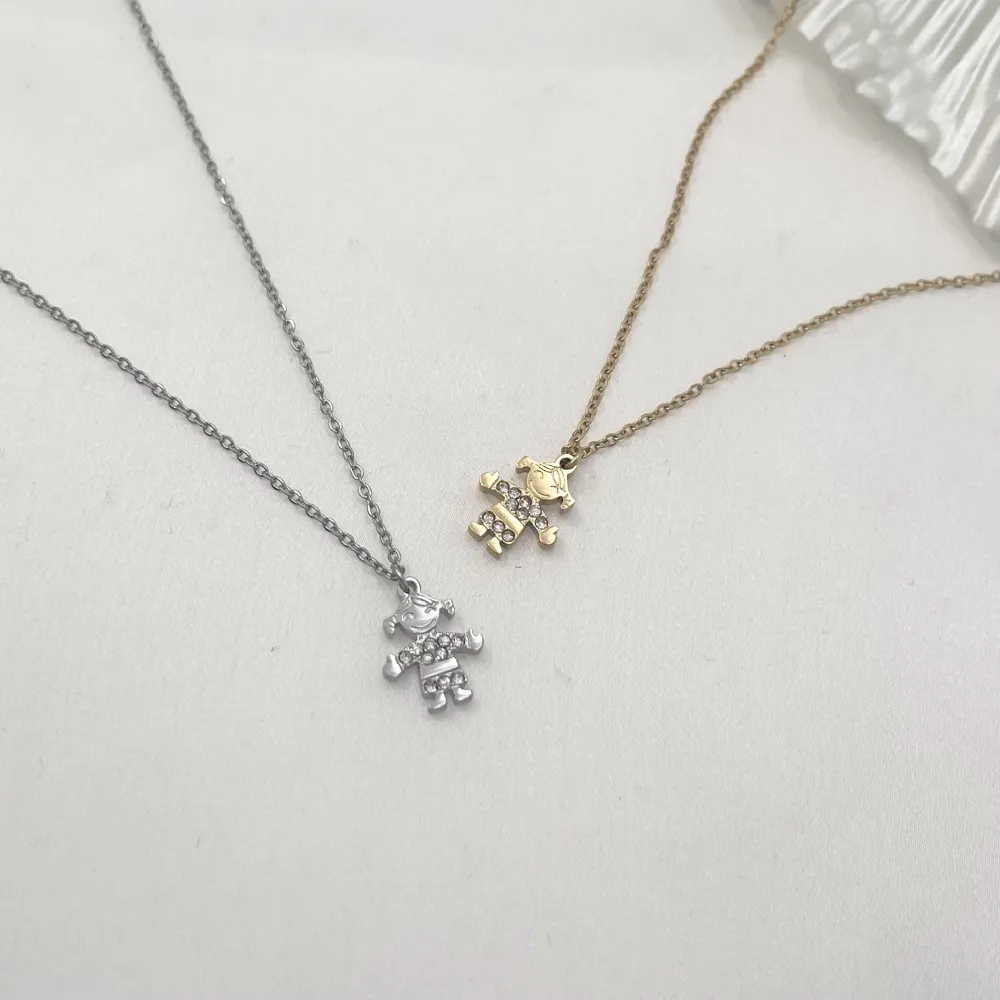 [CAC-103-AA1029N] Bimba-Collana Corta in Acciaio - CAC-103-AA1029N (Oro Giallo)