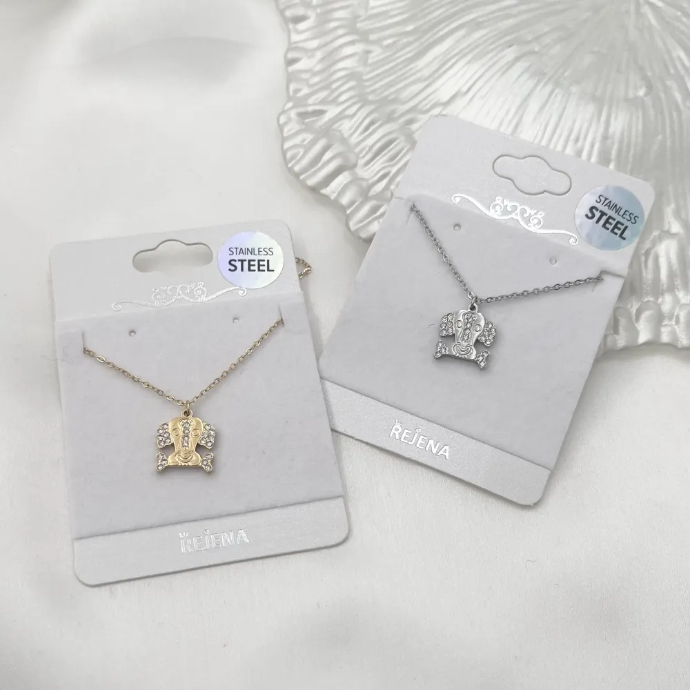 Cagnolino con Zirconia-Collana Corta in Acciaio - CAC-103-AA1041N