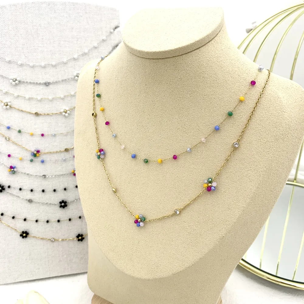 Doppio con Margherita-Collana Corta in Acciaio - CAC-103-AA1177N