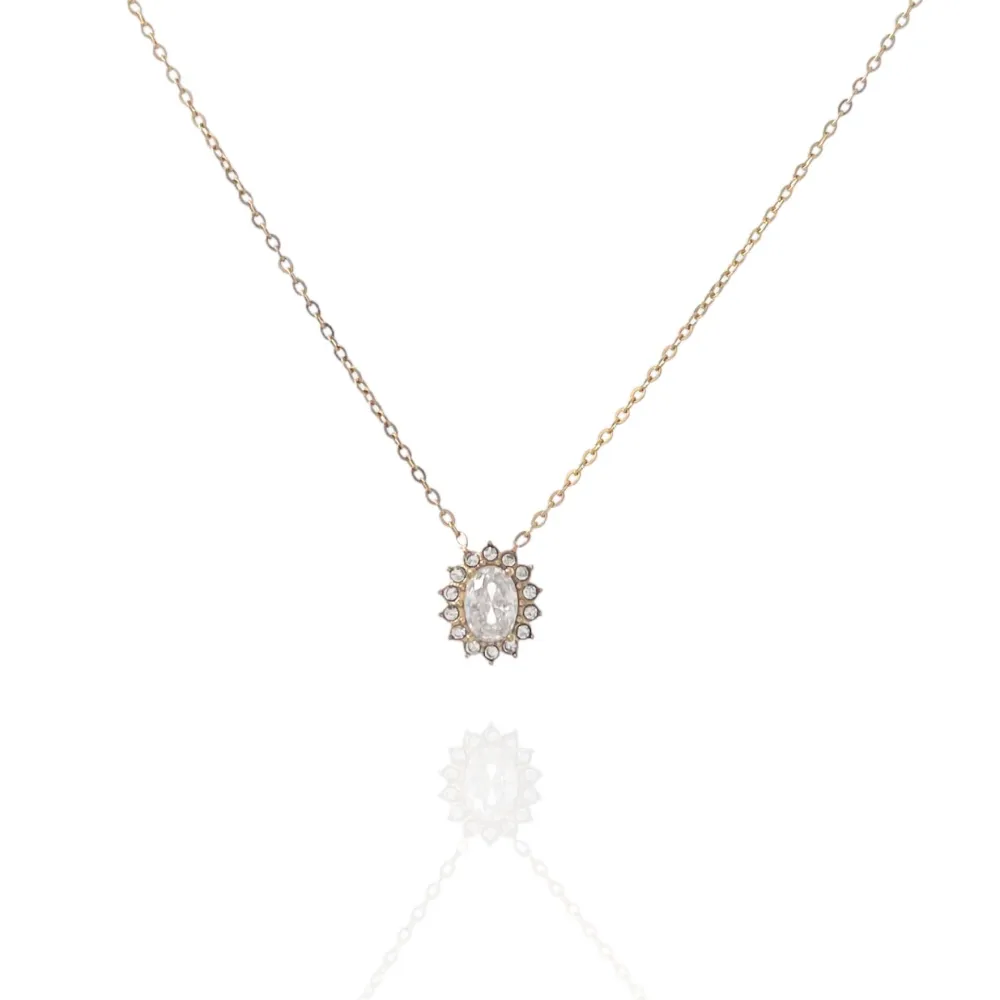 Pietra Ovale-Collana Corta in Acciaio - CAC-103-AA1276N