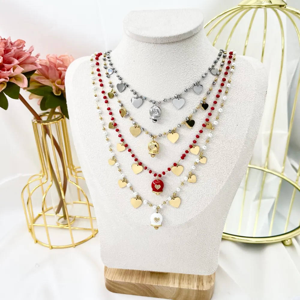 Campanello Cuore-Collana Corta in Acciaio - CAC-103-AA1359NN