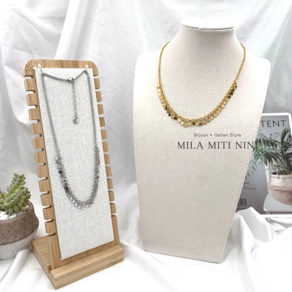 30 Stelline-Collana Corta in Acciaio - CAC-103-AA15N (Oro Giallo)