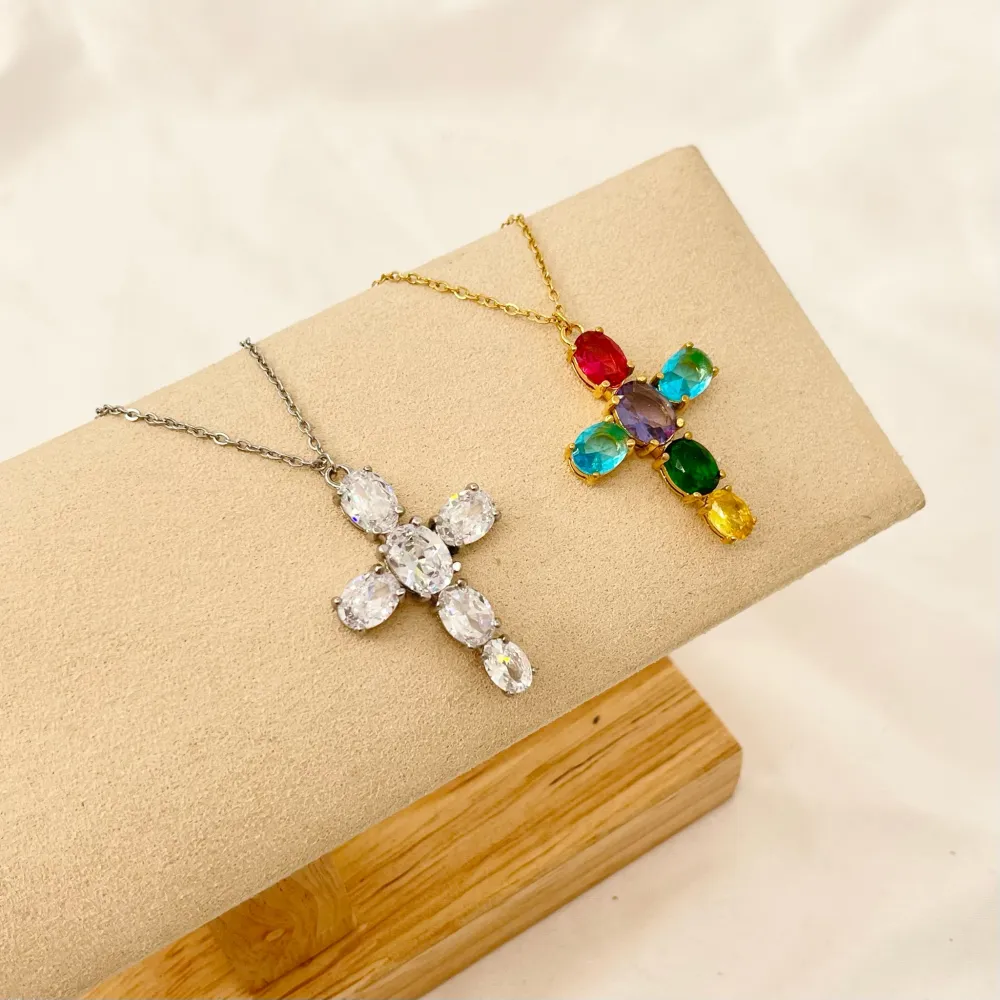 Croce-Collana Corta in Acciaio - CAC-103-AA1636N