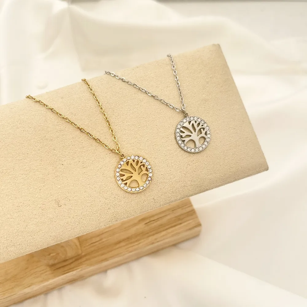 Albero della Vita-Collana Corta in Acciaio - CAC-103-AA1924N