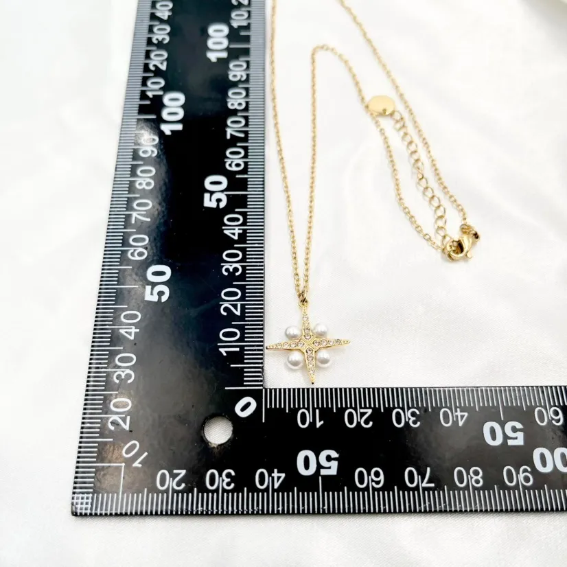 Croce Stella con Perla-Collana Corta in Acciaio - CAC-103-AA192N