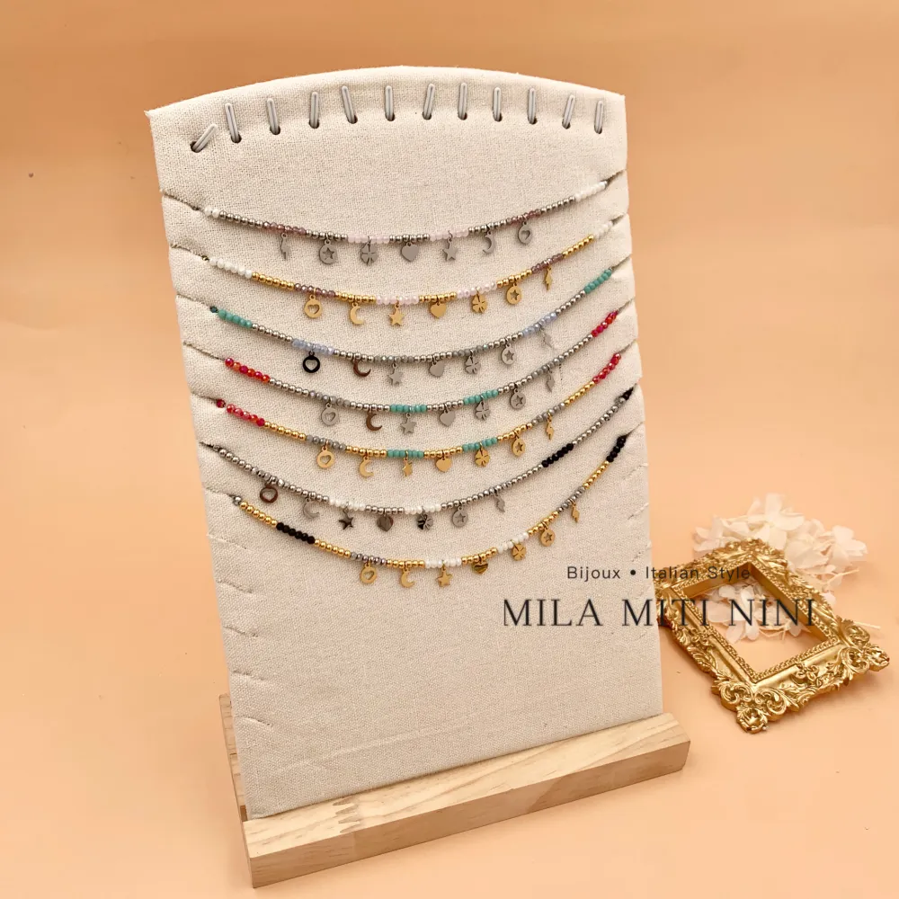 Ciondoli Misti Pendenti -Collana Corta in Acciaio - CAC-103-AA197N