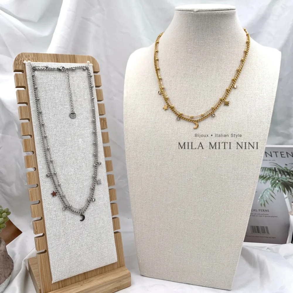 Multifilo Luna Stella-Collana Corta in Acciaio - CAC-103-AA204N