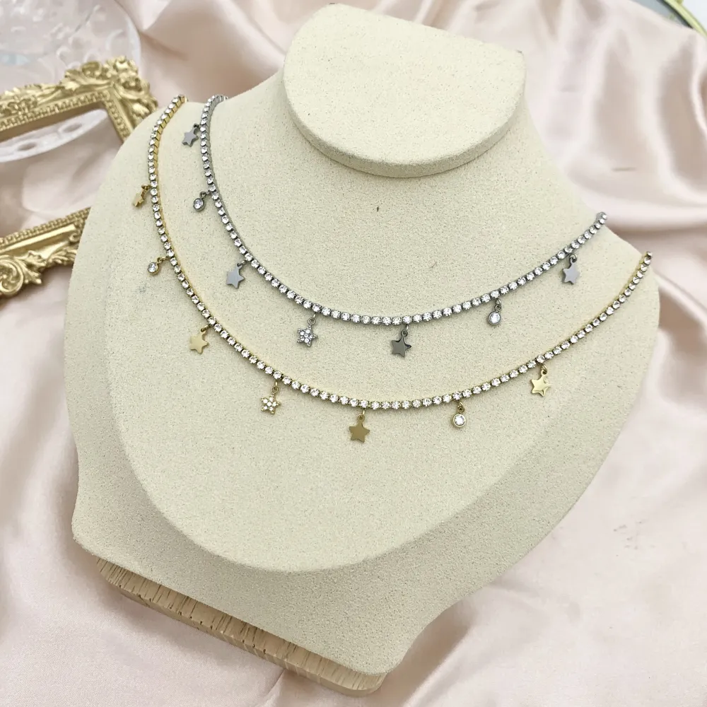 Tennis con Stella -Collana Corta in Acciaio - CAC-103-AA2536N Stella (Oro Giallo)