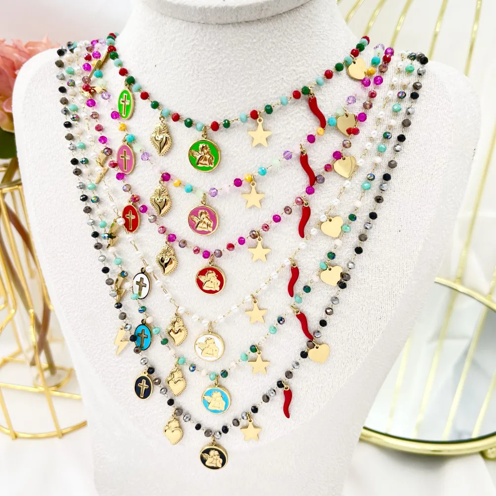 Angelo Smaltato con Stella Fulmine-Collana Corta in Acciaio - CAC-103-AA2707N