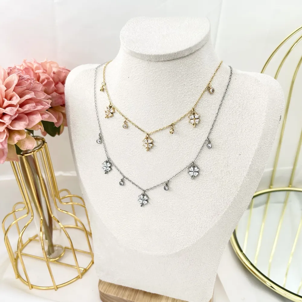 Quadrifoglio-Collana Corta in Acciaio - CAC-103-AA2768N