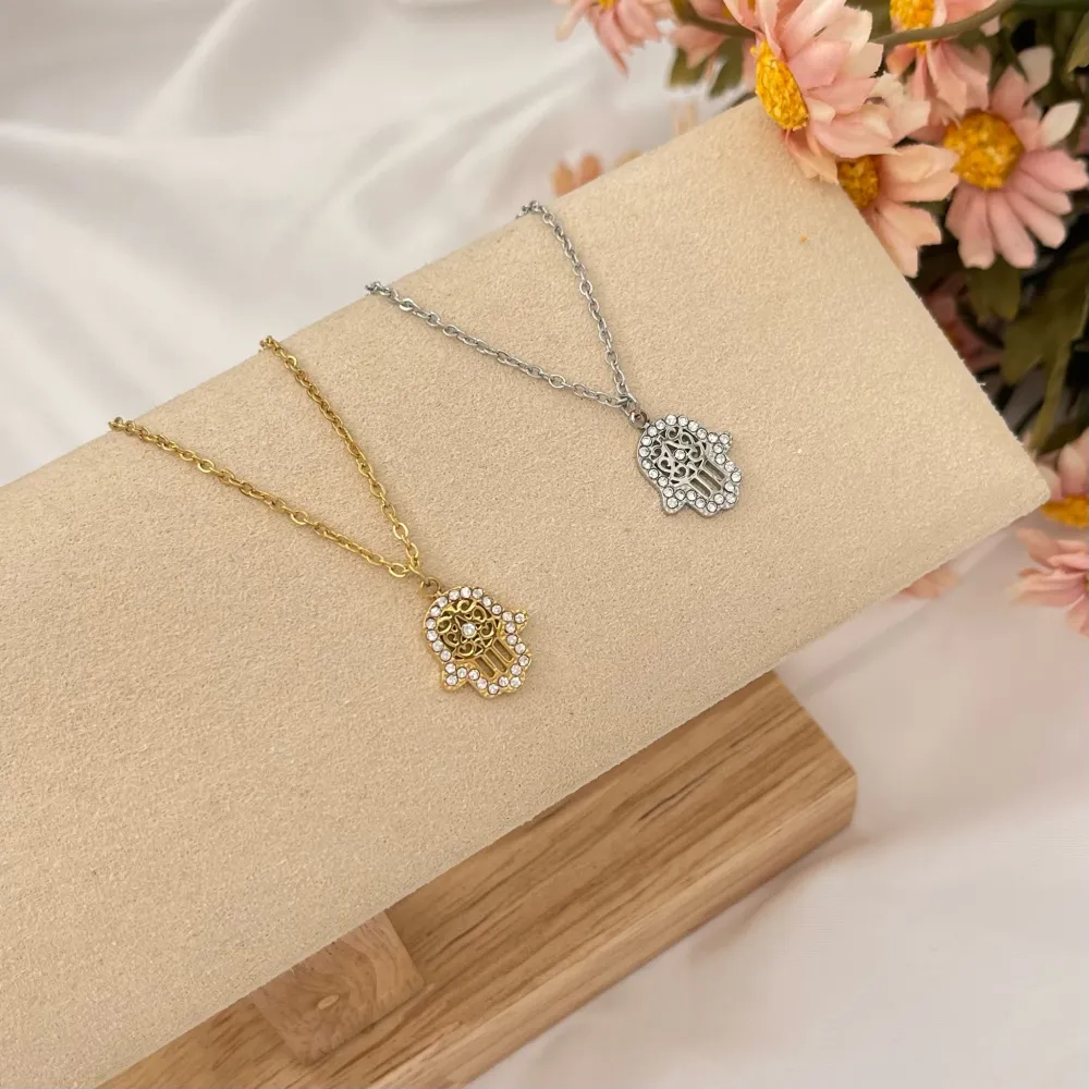 Mano di Fatima-Collana Corta in Acciaio - CAC-103-AA2814N