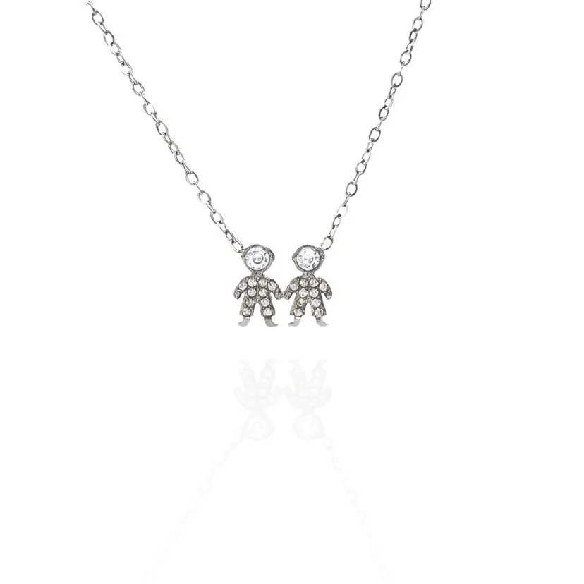 [CAC-103-AA315N] Bimbi-Collana Corta in Acciaio - CAC-103-AA315N (2 Bimbi)