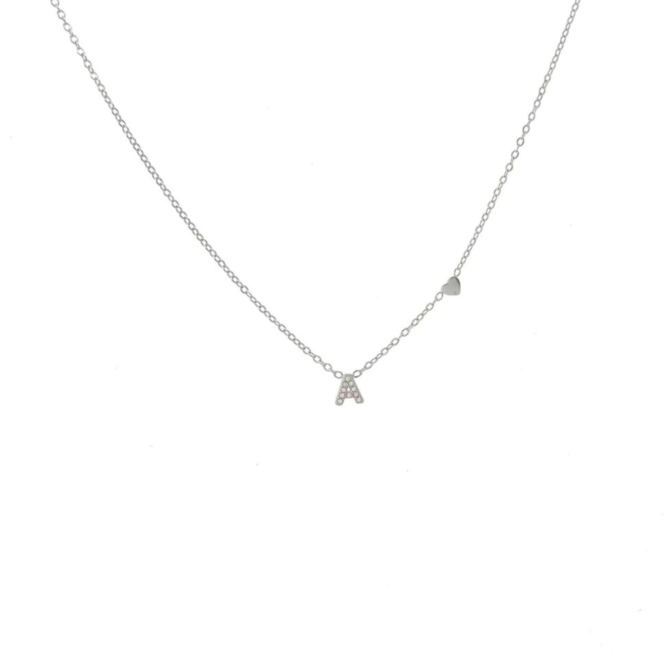 Iniziale  Piccolo con Zirconia Argento-Collana Corta in Acciaio (argento) - CAC-103-AA3208N ARGENTO