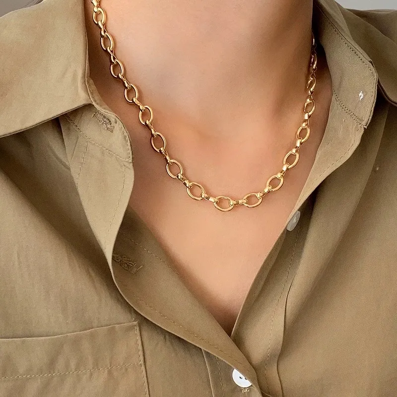 Catena-Collana Corta in Acciaio - CAC-103-AA3418N (Oro Giallo)