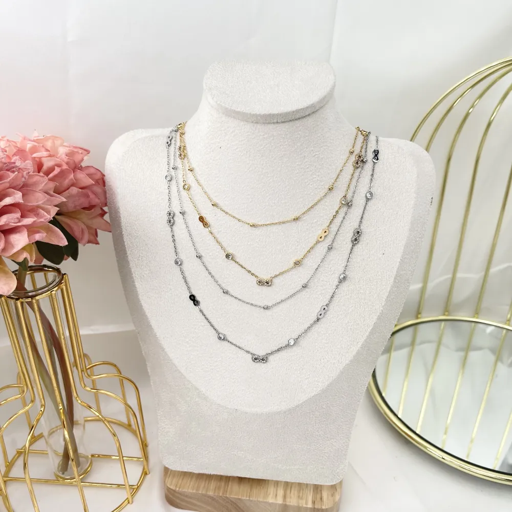 Doppio con infinito-Collana Corta in Acciaio - CAC-103-AA3458N