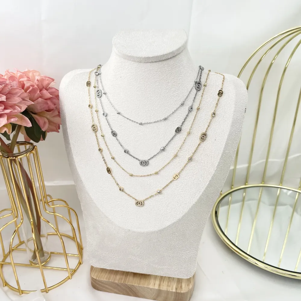 Doppio Cerchio con P.Luce-Collana Corta in Acciaio - CAC-103-AA3466N