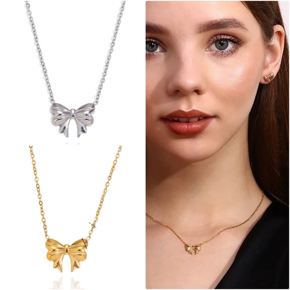 Fiocco-Collana Corta in Acciaio - CAC-103-AA3806N (Oro Giallo)