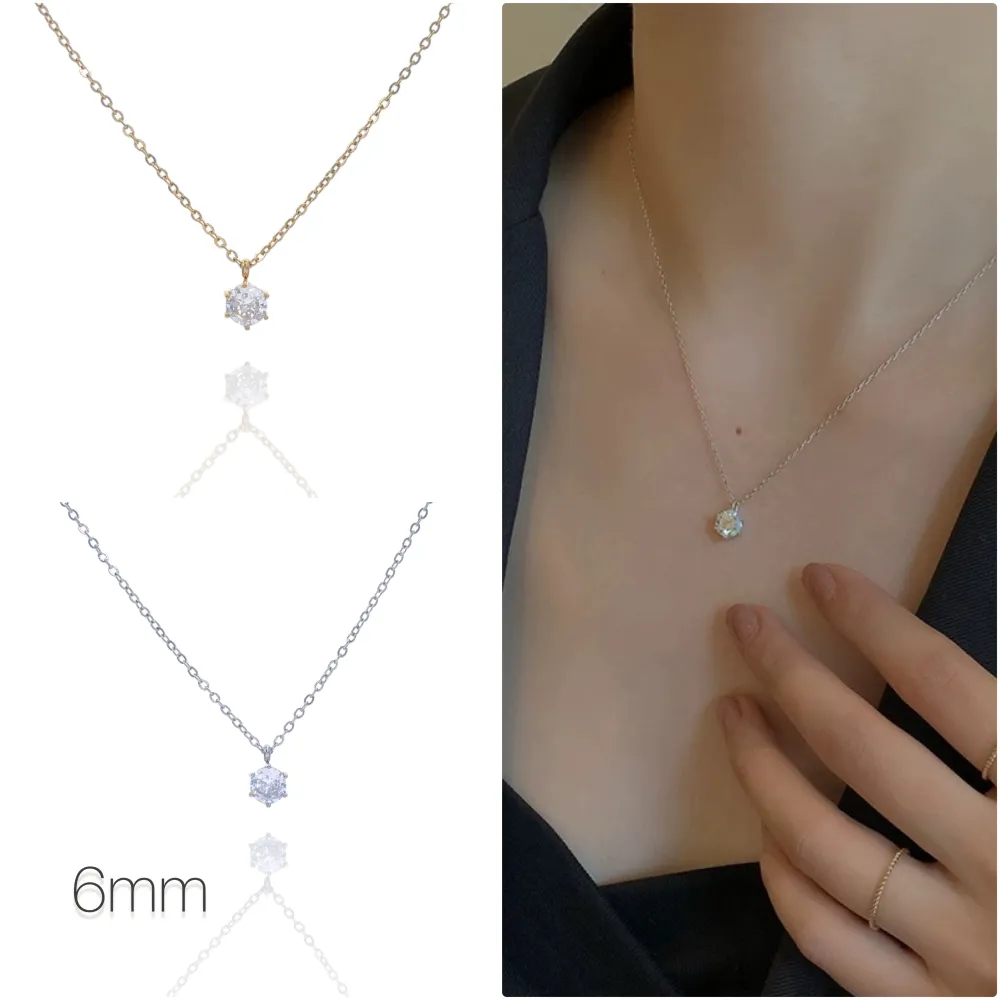 Punto Luce 6 Griffe 6mm-Collan Corta in Acciaio - CAC-103-AA4055N 6mm 6Griffe (Argento)