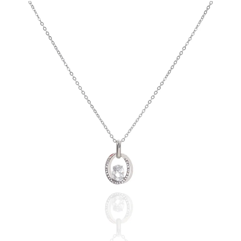 [CAC-103-AA4142N] Punto Luce Ovale-Collana Corta in Acciaio - CAC-103-AA4142N (Argento)