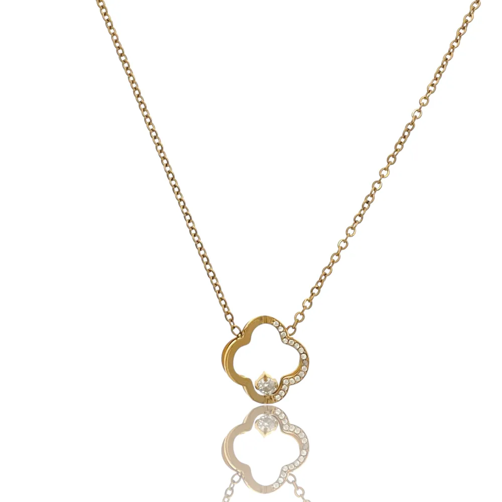 Quadrifoglio -Collana Girocollo in Acciaio - CAC-103-AA4199N (Argento)