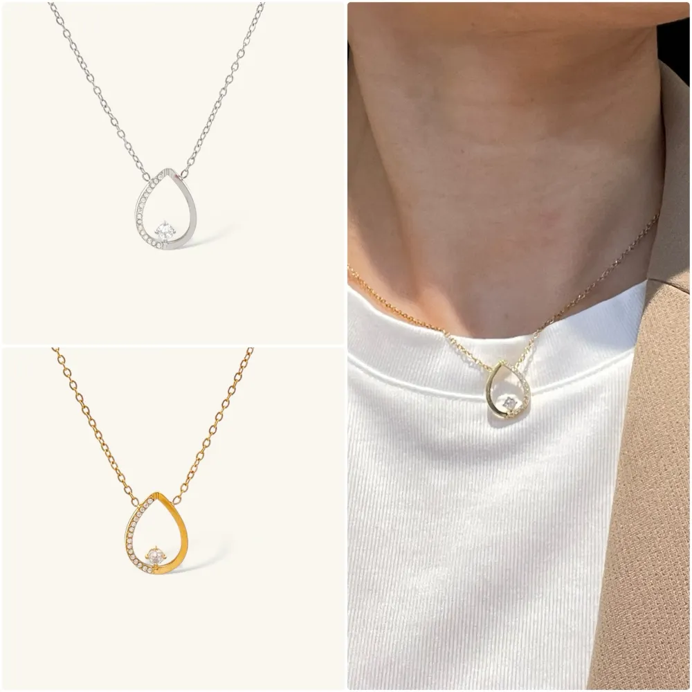 Goccia-Collana Girocollo in Acciaio - CAC-103-AA4202N (Argento)