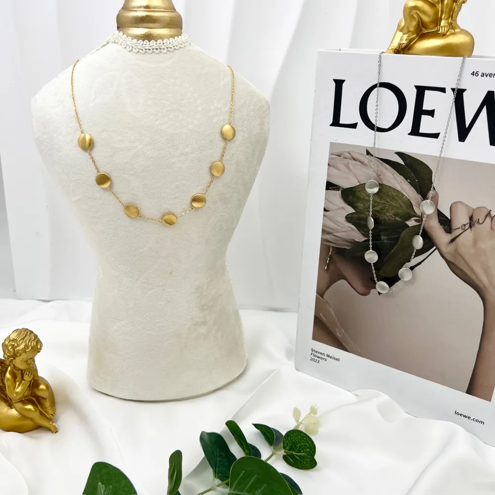 Tondo-Collana Corta in Acciaio - CAC-103-AA4289N (Argento)