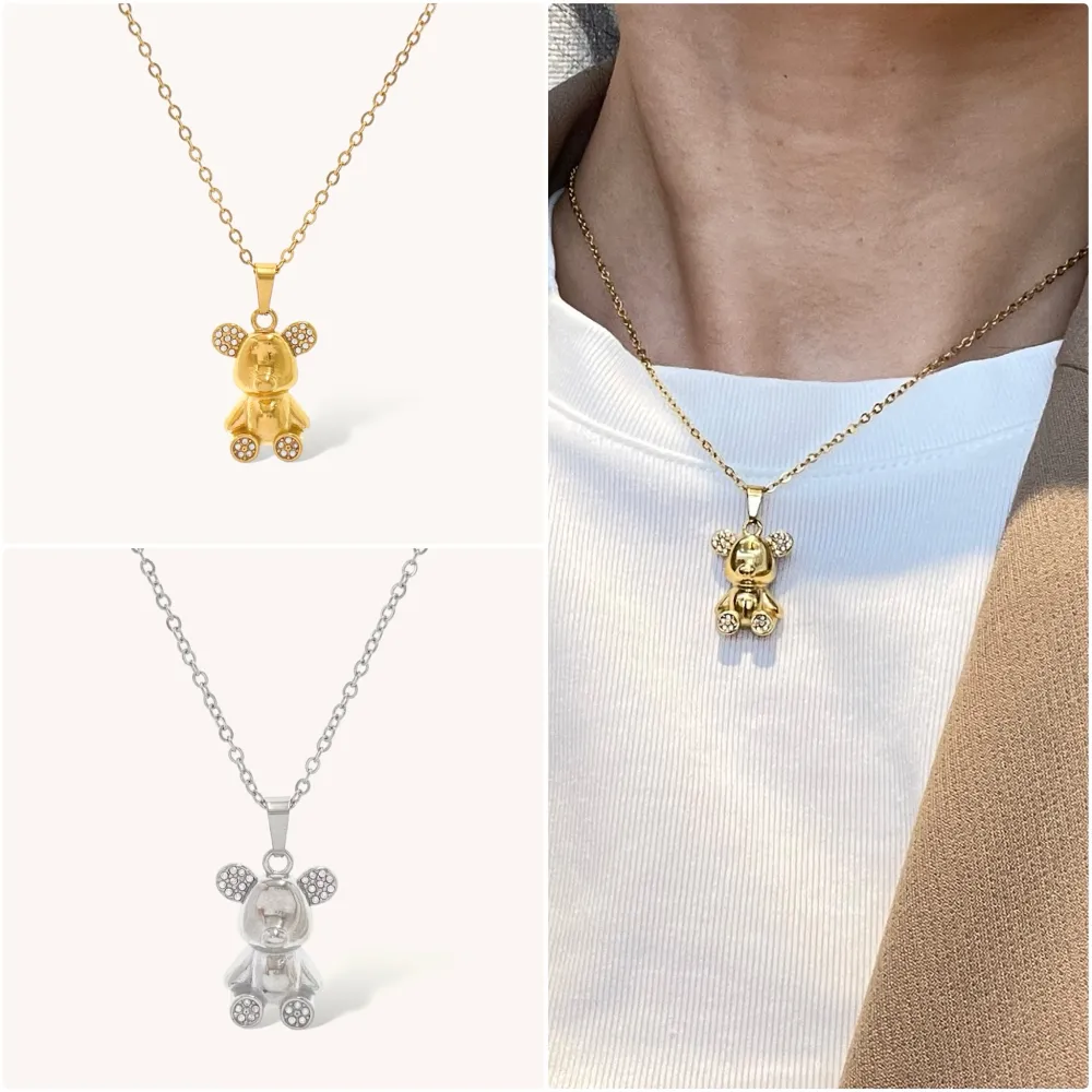 Orsetto -Collana Girocollo in Acciaio - CAC-103-AA4443N