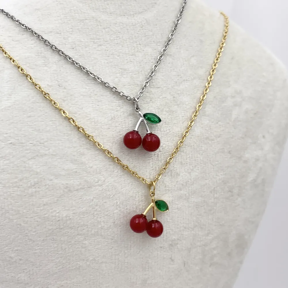 Ciliegia-Collana Corta in Acciaio - CAC-103-AA4532N