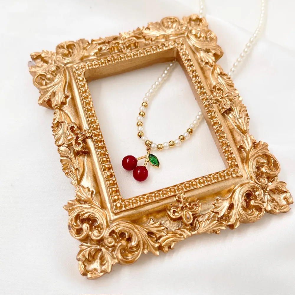 Ciliegia-Collana Corta in Acciaio - CAC-103-AA4838N