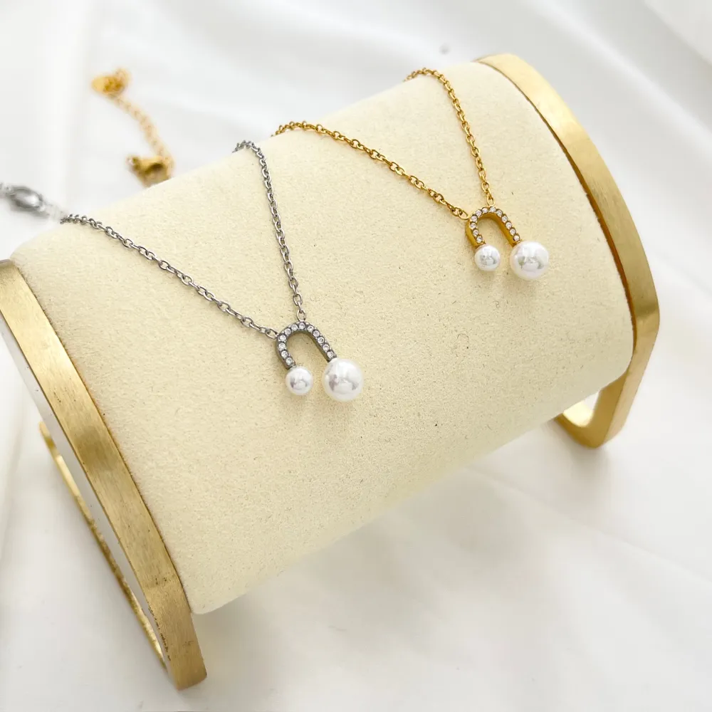 Arco con Perla-Collana Girocollo in Acciaio - CAC-103-AA5067N (Argento)