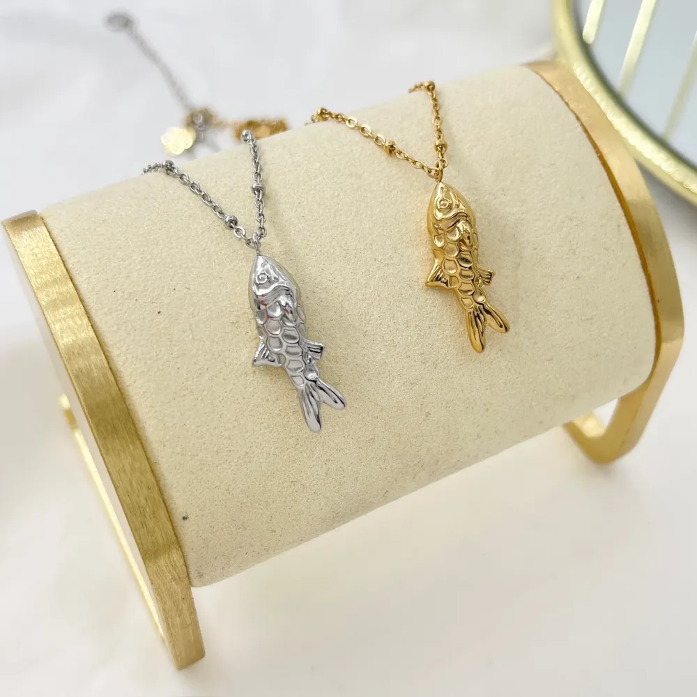 Pesce -Collana Girocollo in Acciaio - CL-103-AA5100N (Argento)