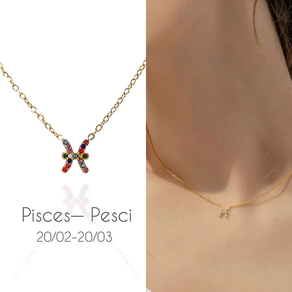 Segni Zodiacali -Collana Corta in Acciaio - CAC-103-AA52N ORO (Capricorn – Capricorno)