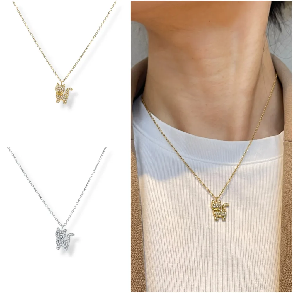 [CAC-103-AA5643N] Gatto-Collana Girocollo in Acciaio - CAC-103-AA5643N (Argento)