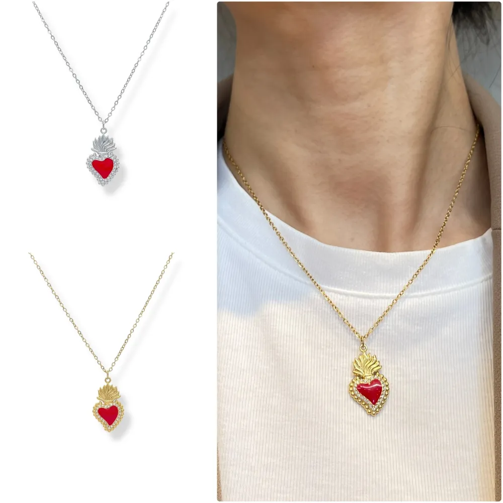 Sacro Cuore-Collana Girocollo in Acciaio - CAC-103-AA5645N (Argento)