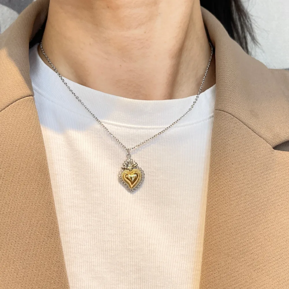Sacro Cuore-Collana Girocollo in Acciaio - CAC-103-AA5736N