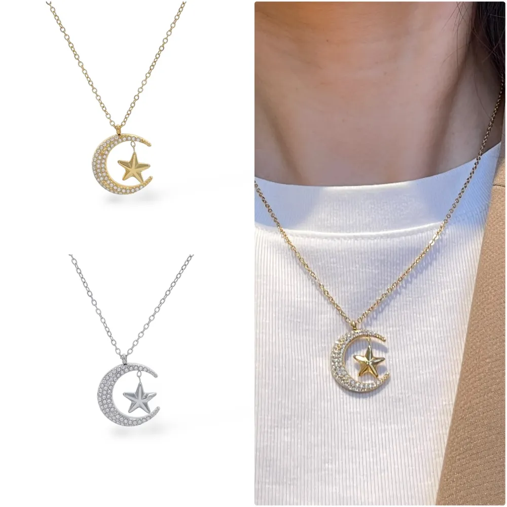 [CAC-103-AA5759N] Sole Stella con Zirconia-Collana Corta in Acciaio - CAC-103-AA5759N (MIX)
