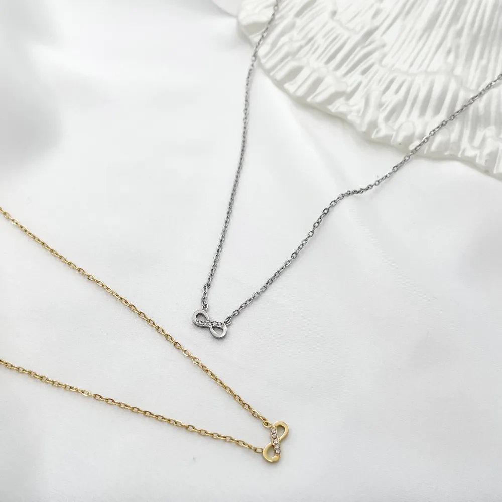 [CAC-103-AA575N] Infinito con Zirconia-Collana Corta in Acciaio - CAC-103-AA575N (Oro Giallo)