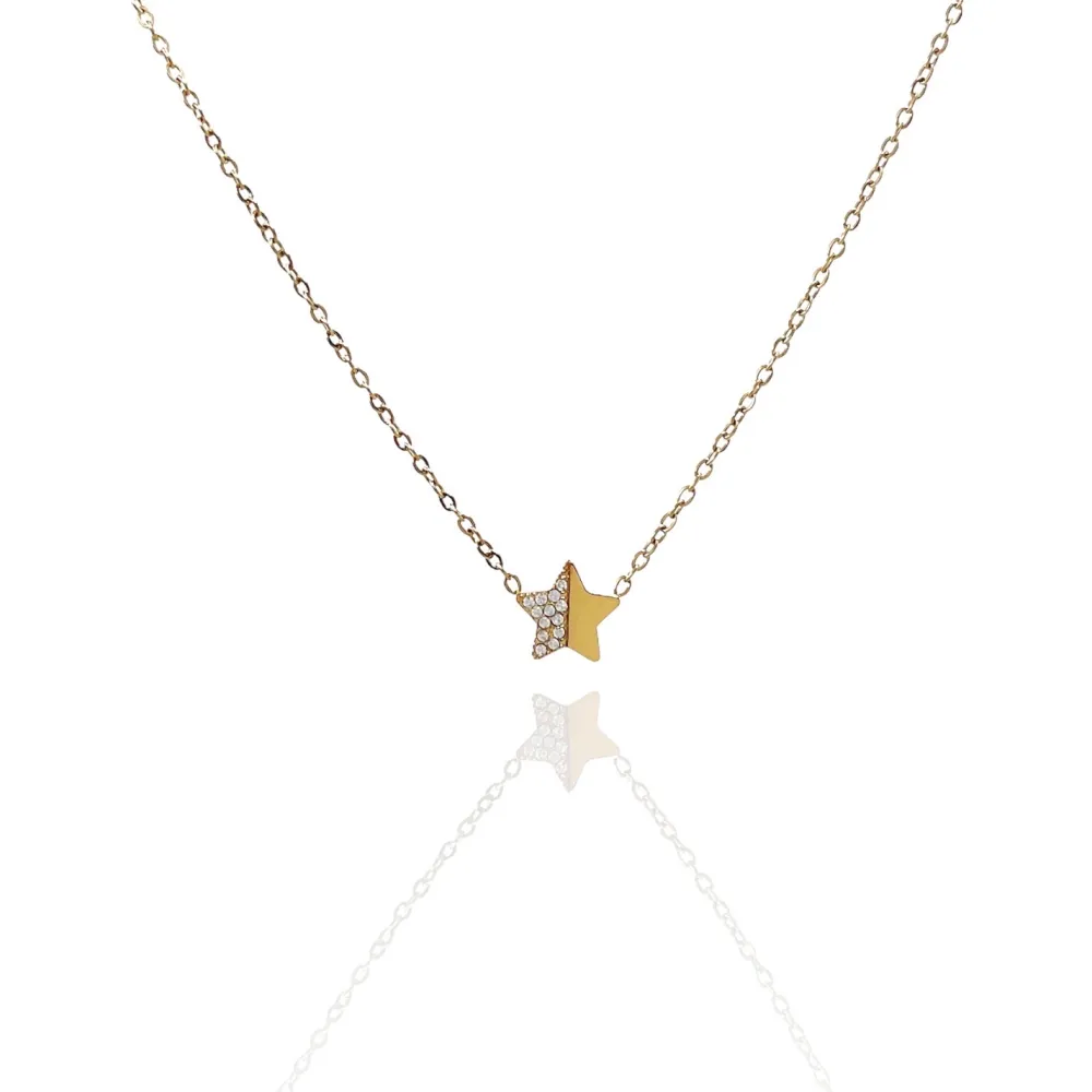 Stella con Zirconia-Collana Corta in Acciaio - CAC-103-AA578N Stella Piccola