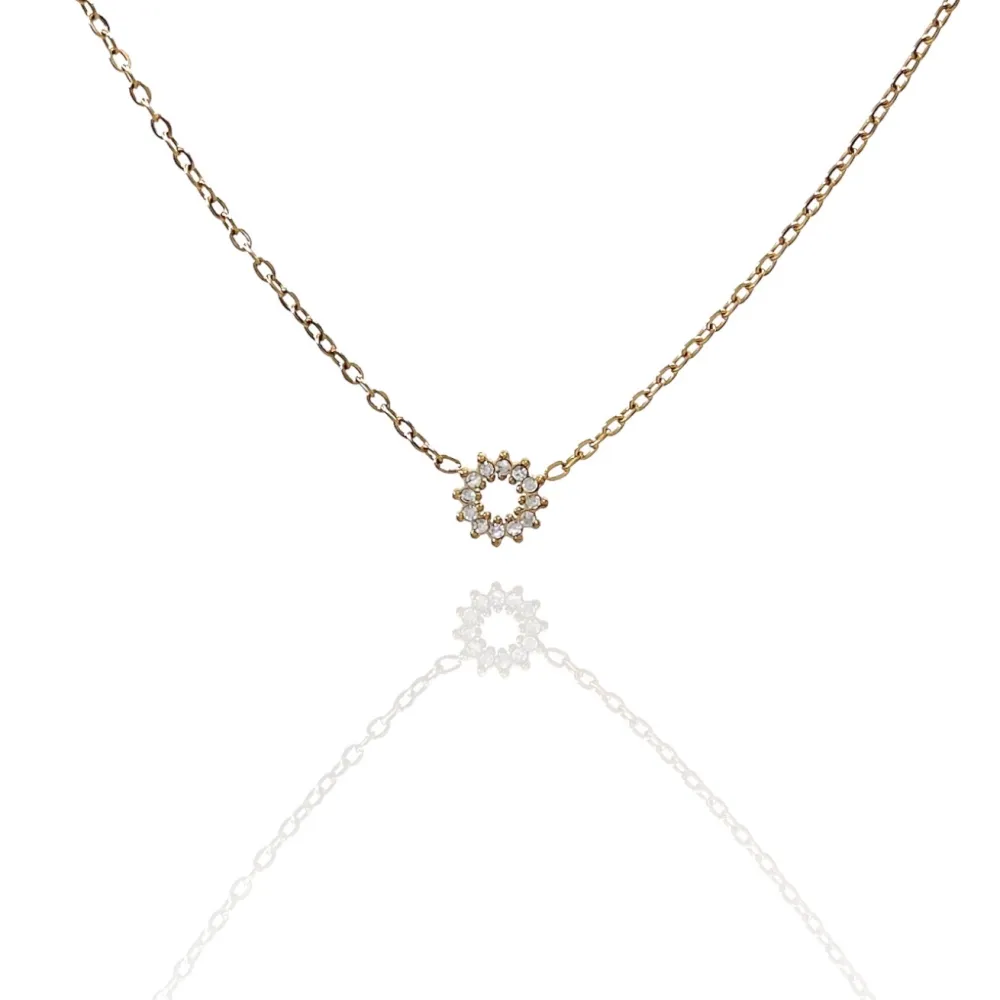 Cerchio con Zirconia-Collana Corta in Acciaio - CAC-103-AA579N