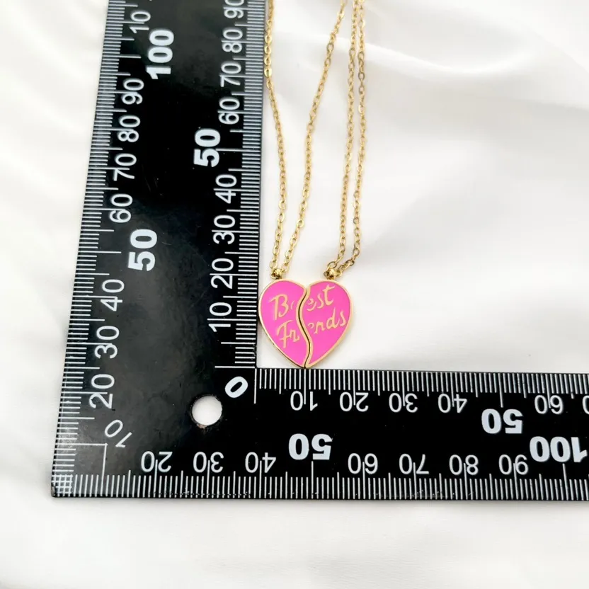 Doppia Collana Amicizia Best Friend -Collana Corta in Acciaio - CAC-103-AA599N (Bianco)