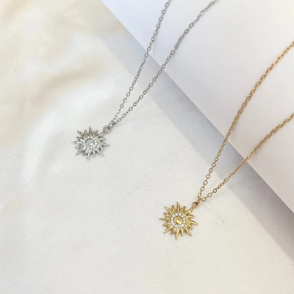 [CL-103-AA6065N] Sole-Collana Girocollo in Acciaio - CAC-103-AA6065N (Argento)